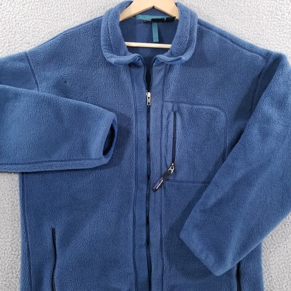 VTG Patagonia Fleece Jacket Men XL Blue Synchilla Deep Pile Made In USA 80s 90s